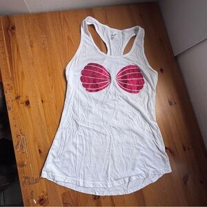 Next level ideal t white tank top with fuchsia sea shells size xl